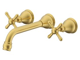Milli Voir Wall Basin Set 150mm Cross Handle Brushed Gold (4 Star)