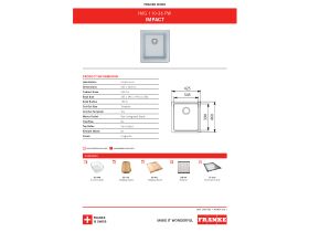 Specification Sheet - Franke Impact Granite IMG110-36 Single Bowl Undermount Sink Only Polar White