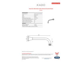 Specification Sheet - Kado Era Wall Bath Outlet 250mm Brushed Nickel