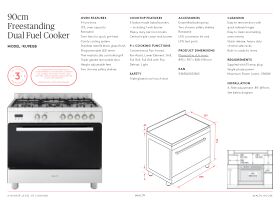 Specification Sheet - Inalto RU9EGB Dual Fuel Freestanding Oven Stainless Steel/Black 900mm
