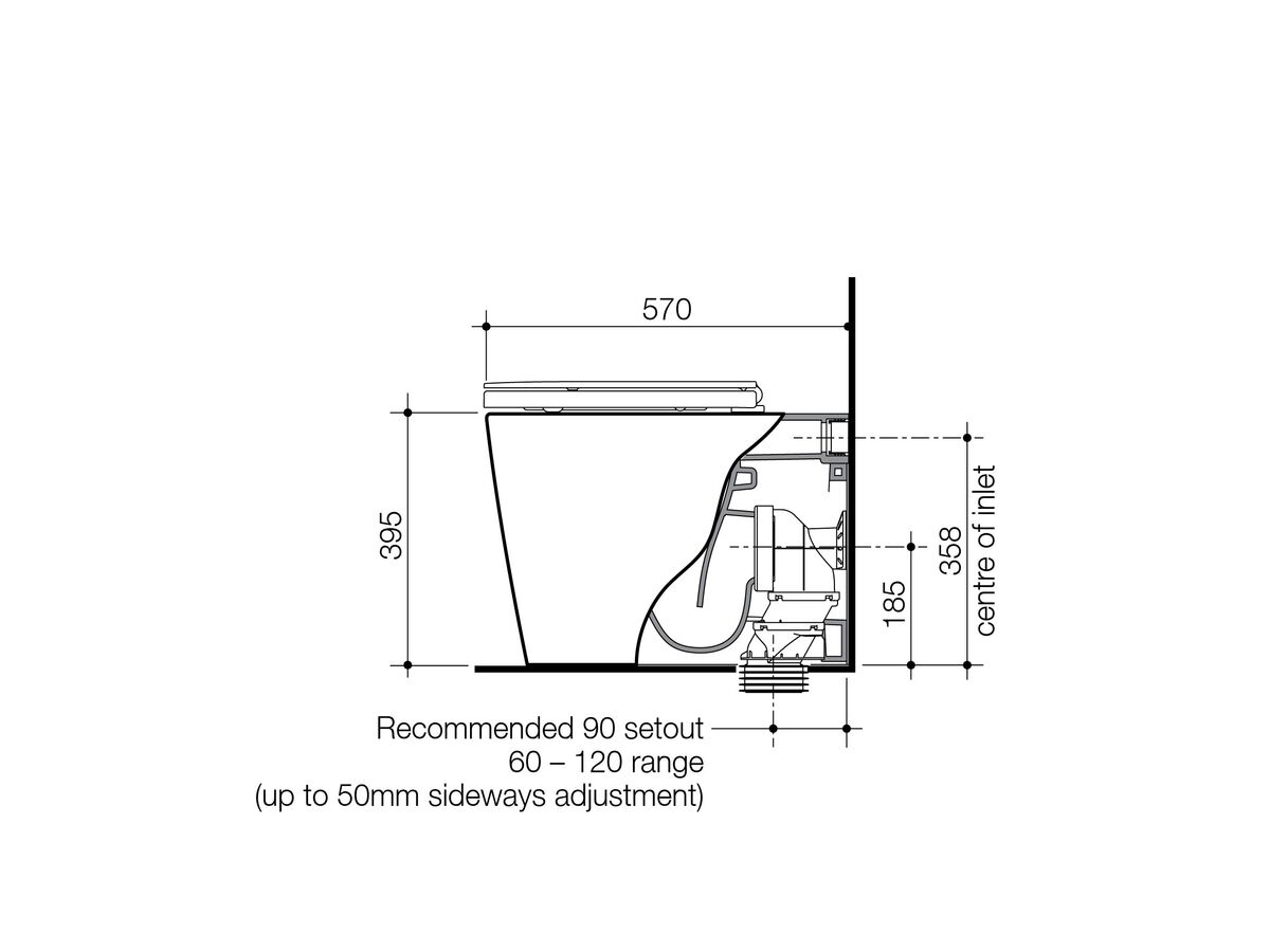 Caroma Liano Cleanflush Wall Faced Bottom Inlet Pan with Germguard (4 Star)