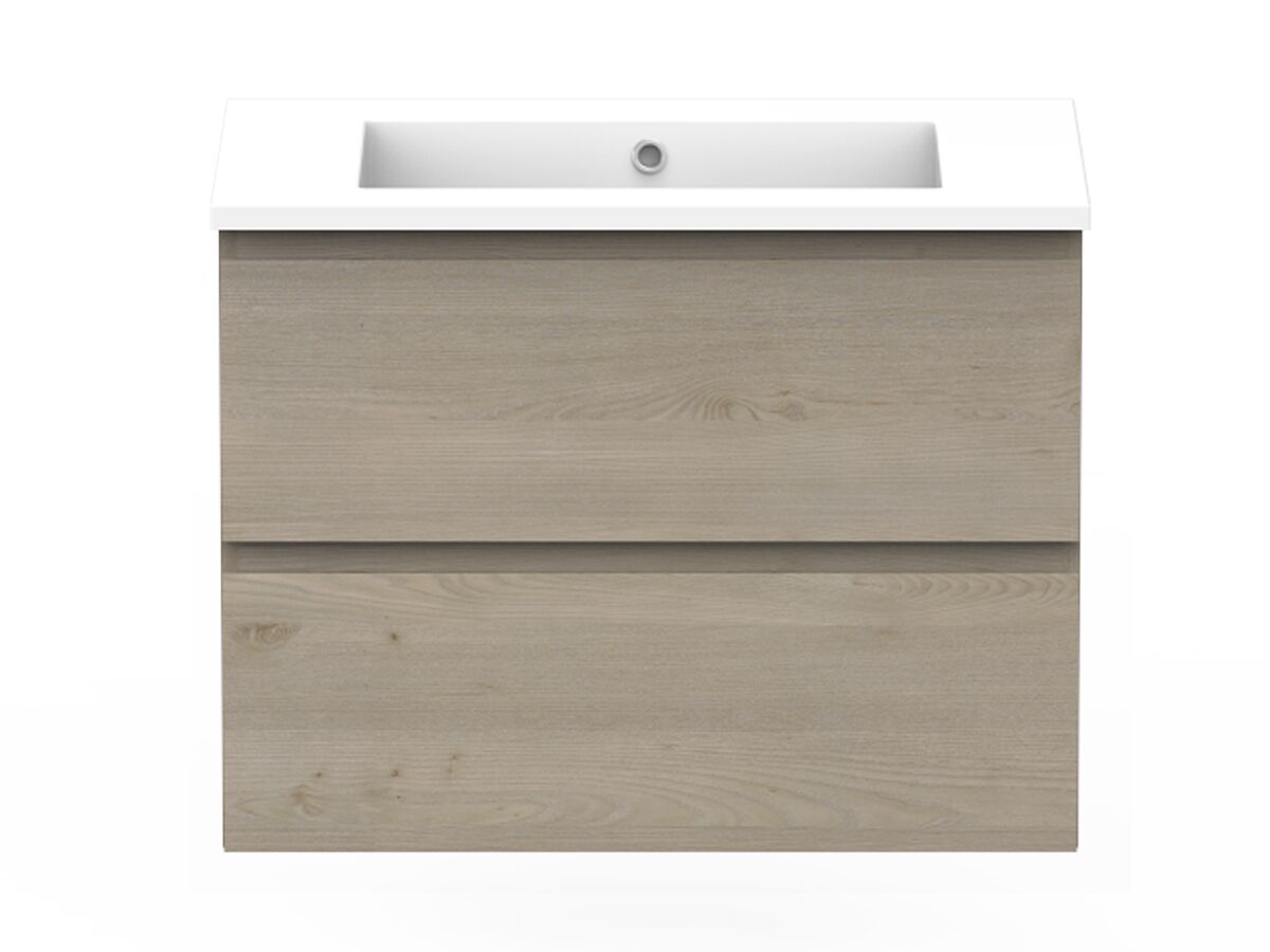 Posh Domaine All-Drawer Twin 750mm Wall Hung Vanity Cast Marble Top Centre Basin