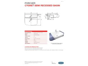 Technical Guide - Porcher Cygnet semi Recessed Basin 1 Taphole White