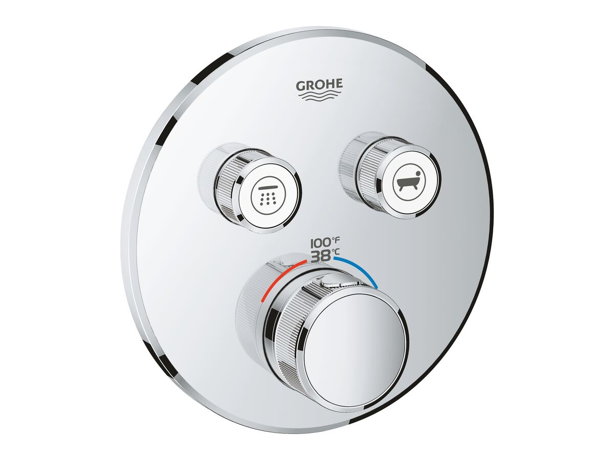 GROHE SmartControl Concealed Thermostat 2 Button Round Chrome