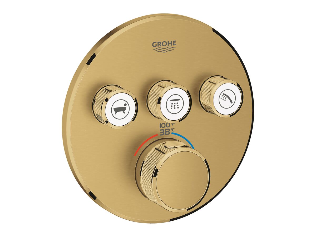 GROHE Smart Control Concealed Thermostat 3 Button Round Brushed Cool