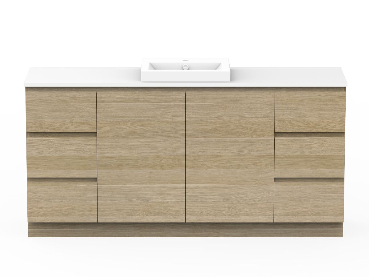 Posh Domaine Plus Conventional 1800 Single Bowl Floor Mount Vanity Unit Caesarstone Top