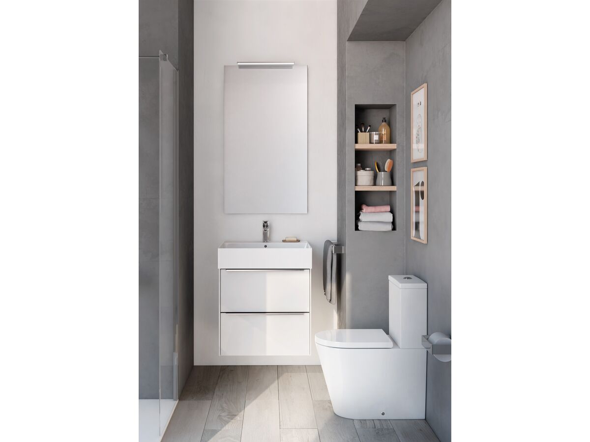 Roca Inspira Rimless Close Coupled Back To Wall Toilet Suite Back Inlet Soft Close Quick Release Seat White (4 Star)