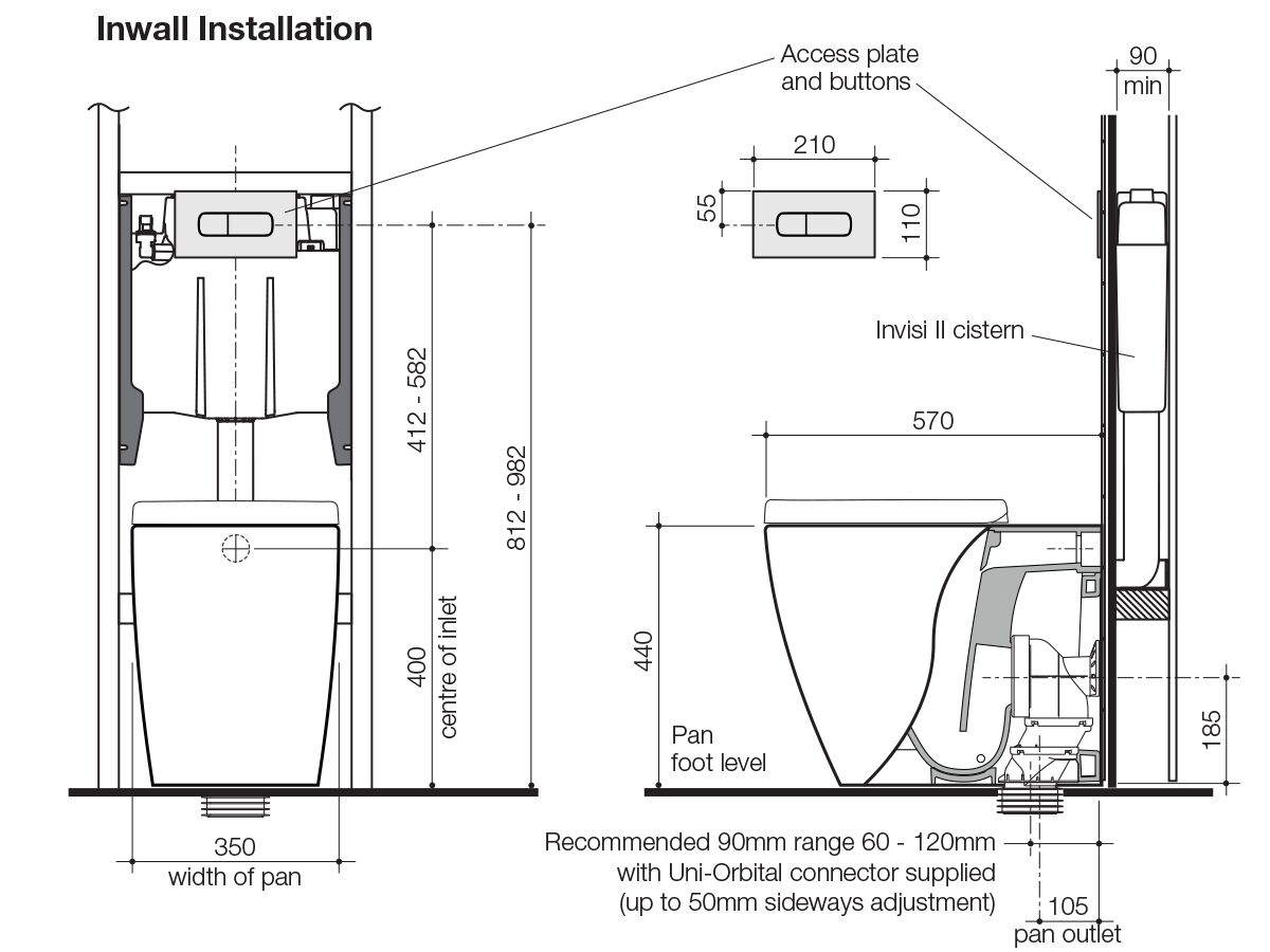 Caroma Forma Back To Pan with Invisi Cistern & Pearl Button Soft Close