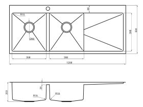 AFA Exact Double Bowl Inset Sink 1 Taphole Left Hand Bowl 1208mm Stainless Steel