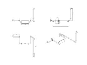 Britex Adjustable Backrest with Comb Left Hand Rail 90 Degree Stainless Steel