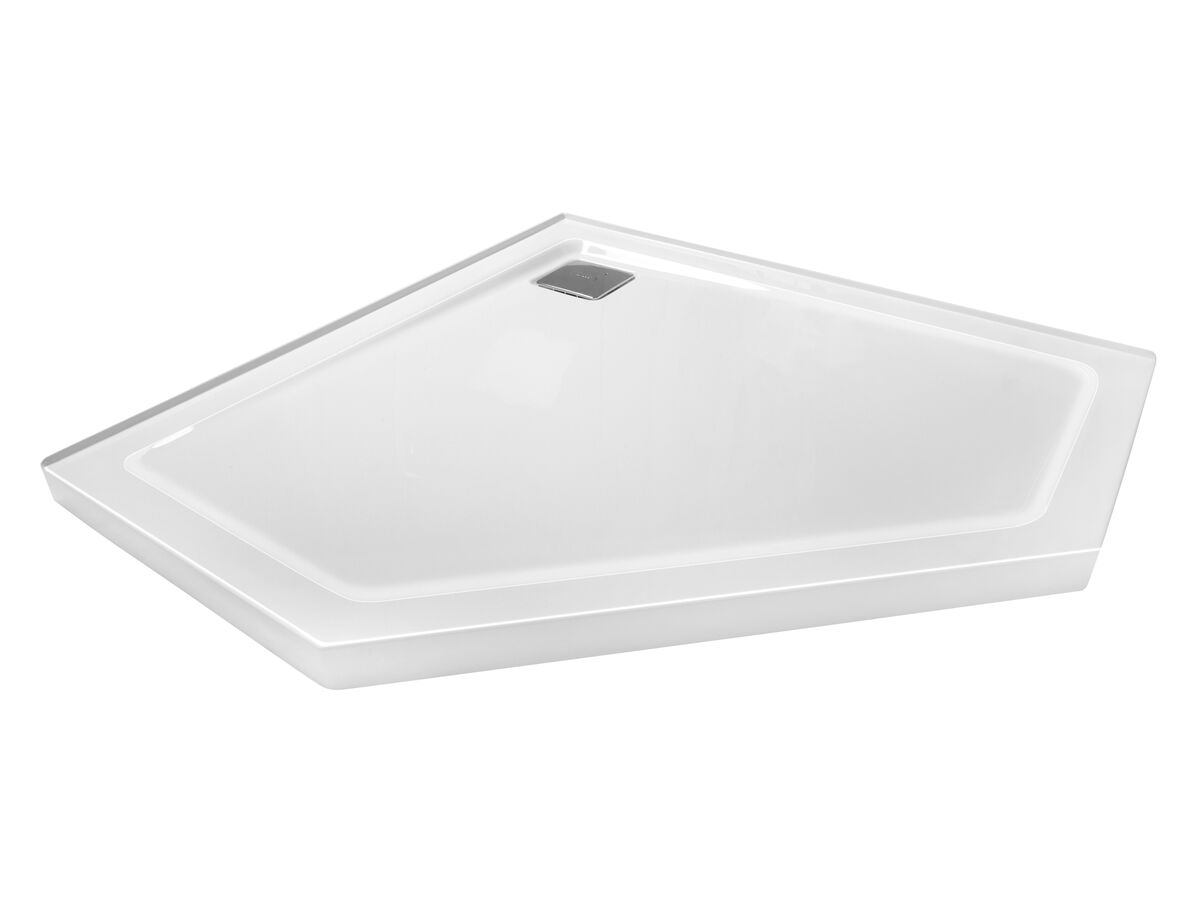 Kado Lux Shower Base 1000mm x 1000mm Angled Rear Outlet 3 Tile White