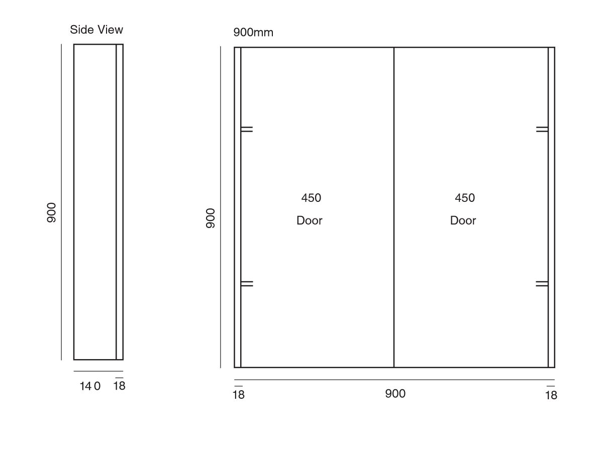 Tasca Shaving Cabinet 900mm x 900mm