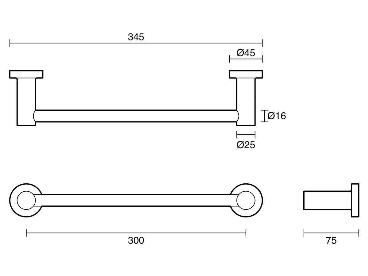 Sussex Scala Guest Towel Rail 300mm LUX PVD Brushed Platinum Gold from