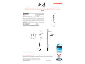 Specification Sheet - Milli Mood Edit Single Rail Shower with Wall Water Inlet PVD Matte Black (3 Star)