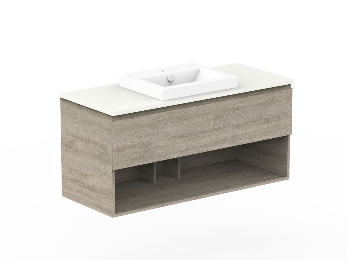 Posh Domaine Shelf All Drawer Wall Hung Vanity Unit