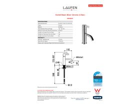 Specification Sheet - LAUFEN Kartell Basin Mixer Chrome (4 Star)