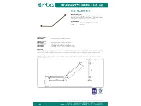 Specification Sheet - Grab Rail 40 Degree Angled 450mm x 700mm Left Hand Stainless Steel