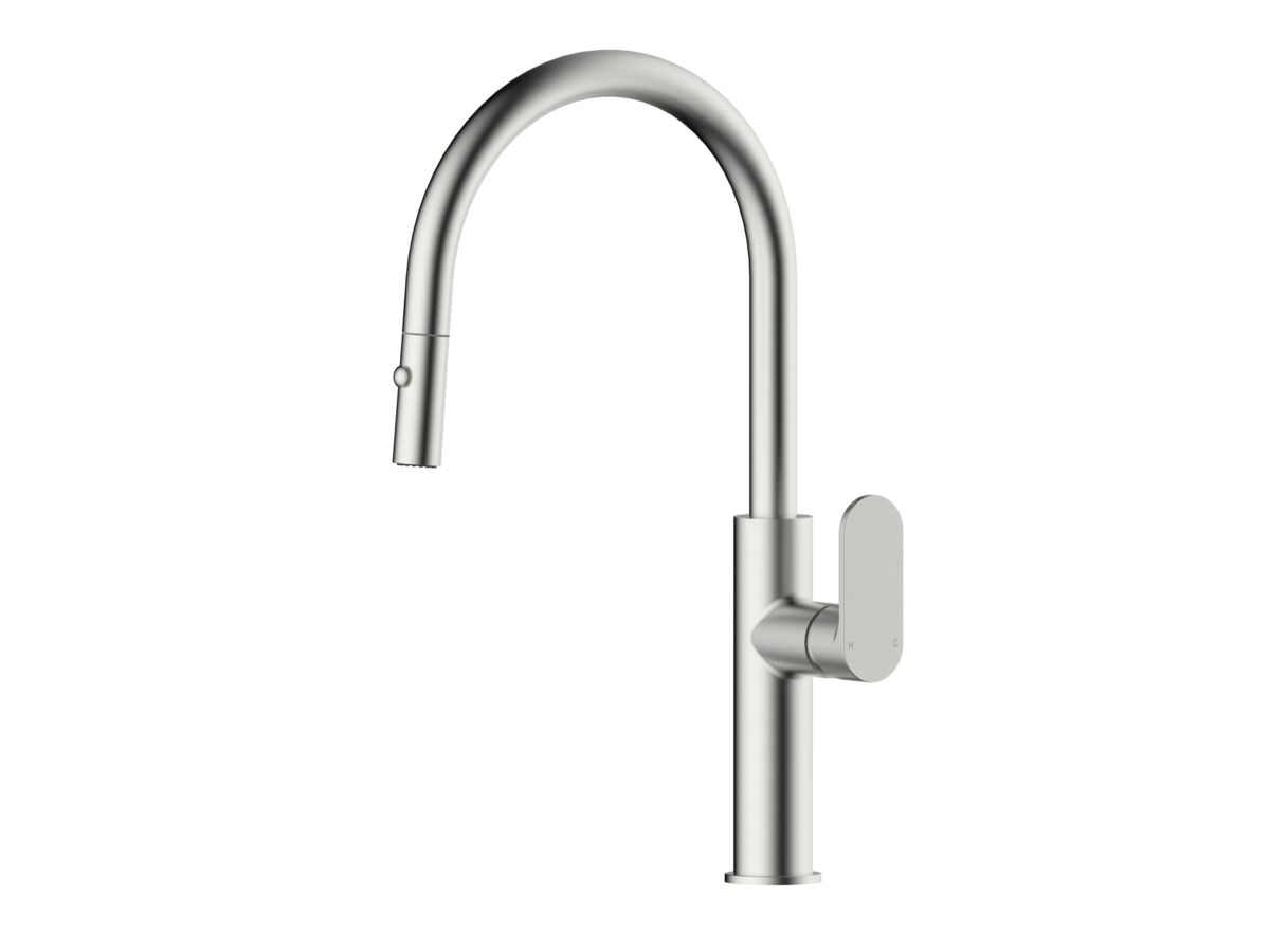 Hero - Mizu Soothe MK2 Gooseneck Pull Out Sink Mixer Curved Brushed Nickel (5 Star)