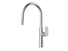Hero - Mizu Soothe MK2 Gooseneck Pull Out Sink Mixer Curved Brushed Nickel (5 Star)