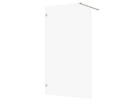 Hero - Kado Lux Frameless Curved Panel with Wall Clips Clear Glass 1200mm Brushed Nickel