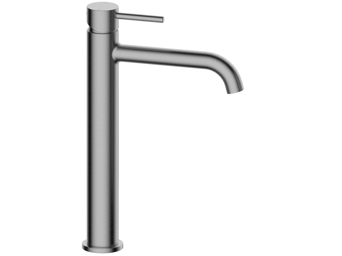 Mizu Drift Extended Basin Mixer Curve Spout Brushed Gunmetal (6 Star)