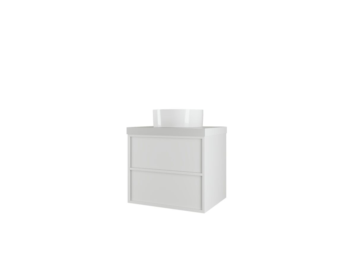 Kado Aspect Wall Hung Vanity Unit 600mm 2 Drawer Corian 50mm Top