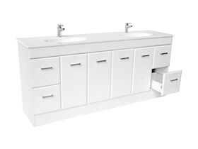 Posh Bristol Double Bowl Vanity Unit with Kick 4 Door 4 Drawer 1800mm White