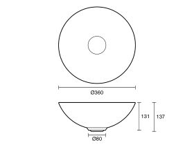 Technical Drawing - Alape Circa Above Counter Basin 360mm Terra
