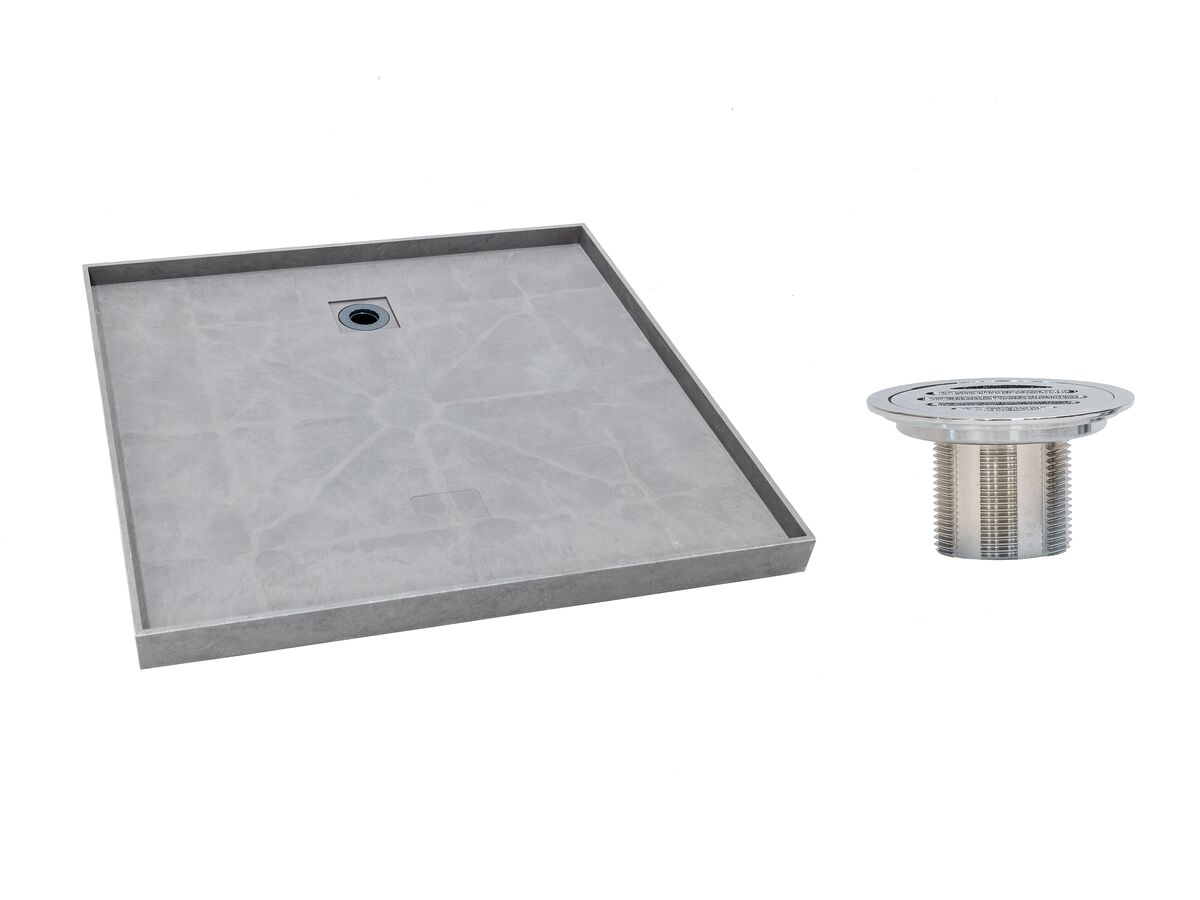 Posh Solus Tile Over Shower Tray with Rear Stainless Steel Round Floor Waste 1200mm x 900mm