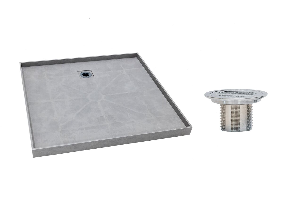 Posh Solus Tile Over Shower Tray with Rear Stainless Steel Round Floor