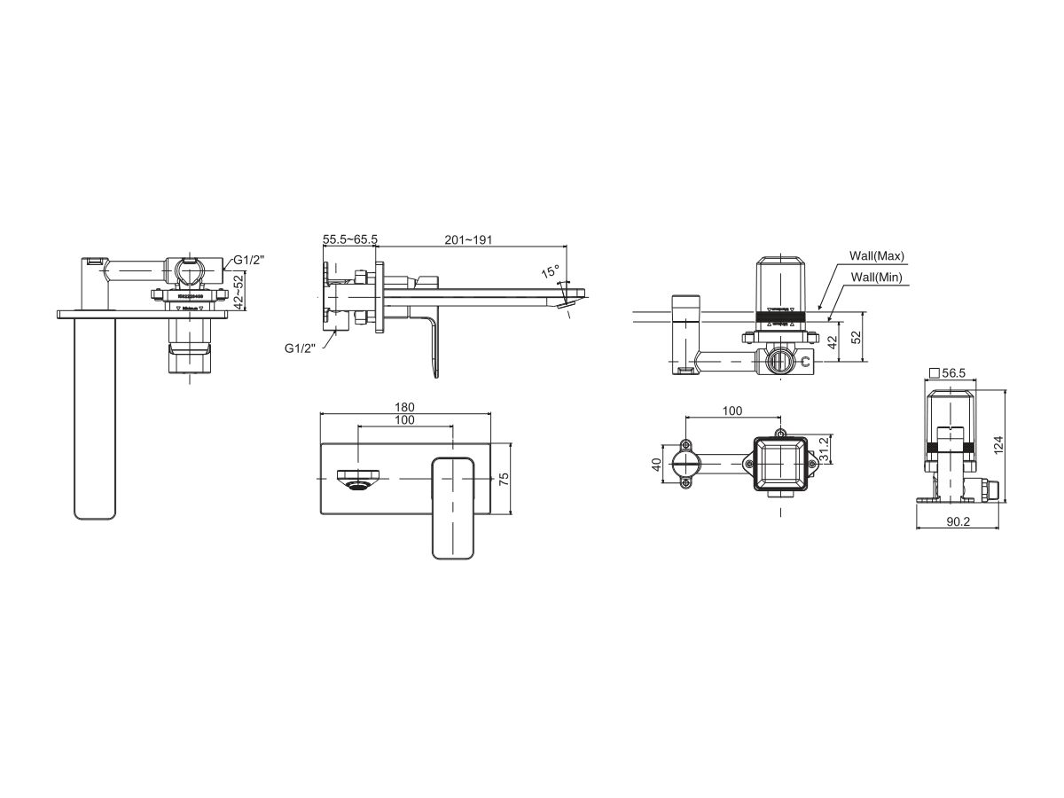 American Standard Wall Bath Mixer Tap Set Chrome from Reece