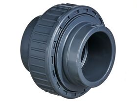 Schedule 80 PVC-U Barrel Union (Plain Female x Plain Female) FKM Seal 50mm ASTM Imperial
