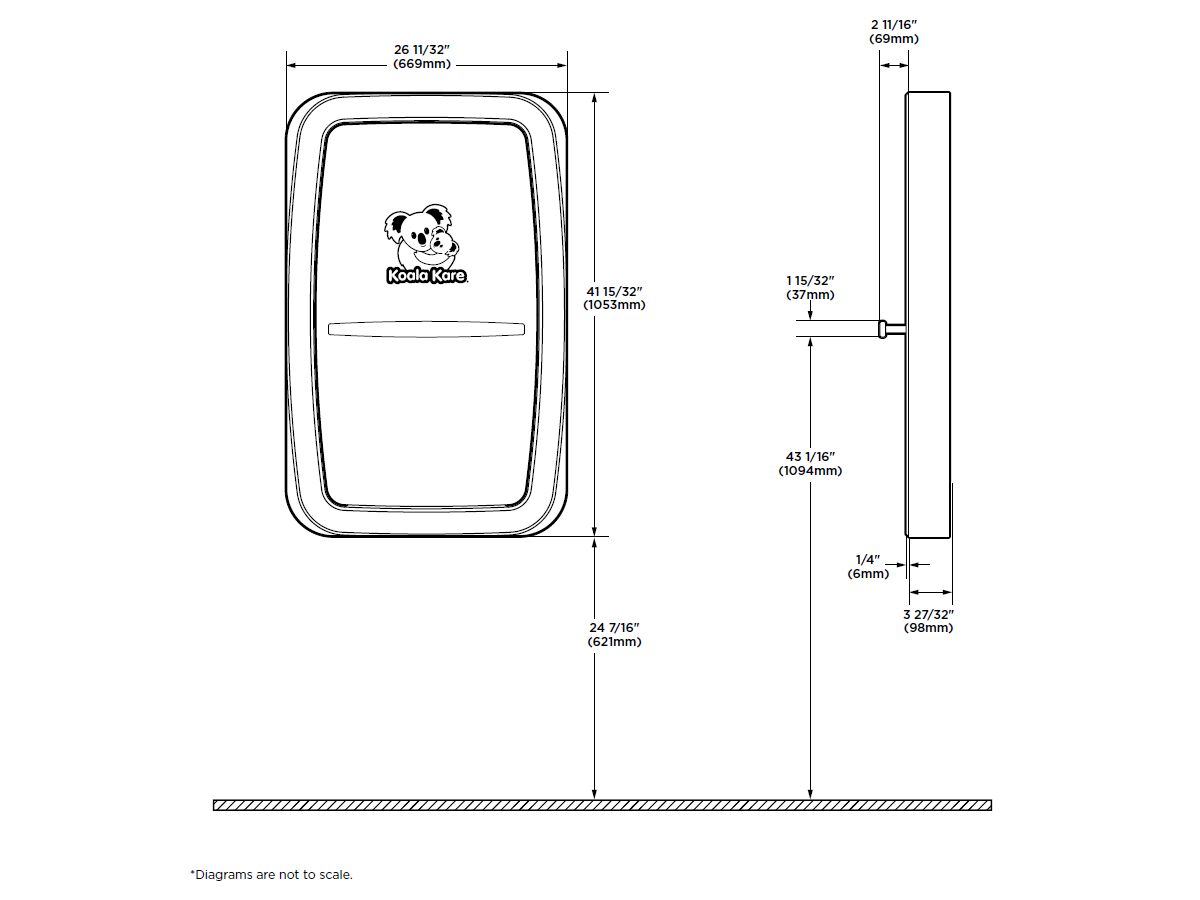 Koala Baby Change Table Horizontal Stainless Steel Surface Mounted