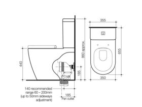 Caroma Urbane Cleanflush Wall Faced Close Coupled Bottom Inlet Toilet Suite Arc Soft Close Seat White (4 Star)
