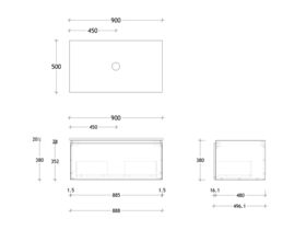 Posh Domaine 900mm Wall Hung Vanity Unit All-Drawer Friday Top (no basin)