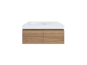 Kado Lussi 900mm Wall Hung Vanity Unit with Two Soft Close Doors Timber Finish