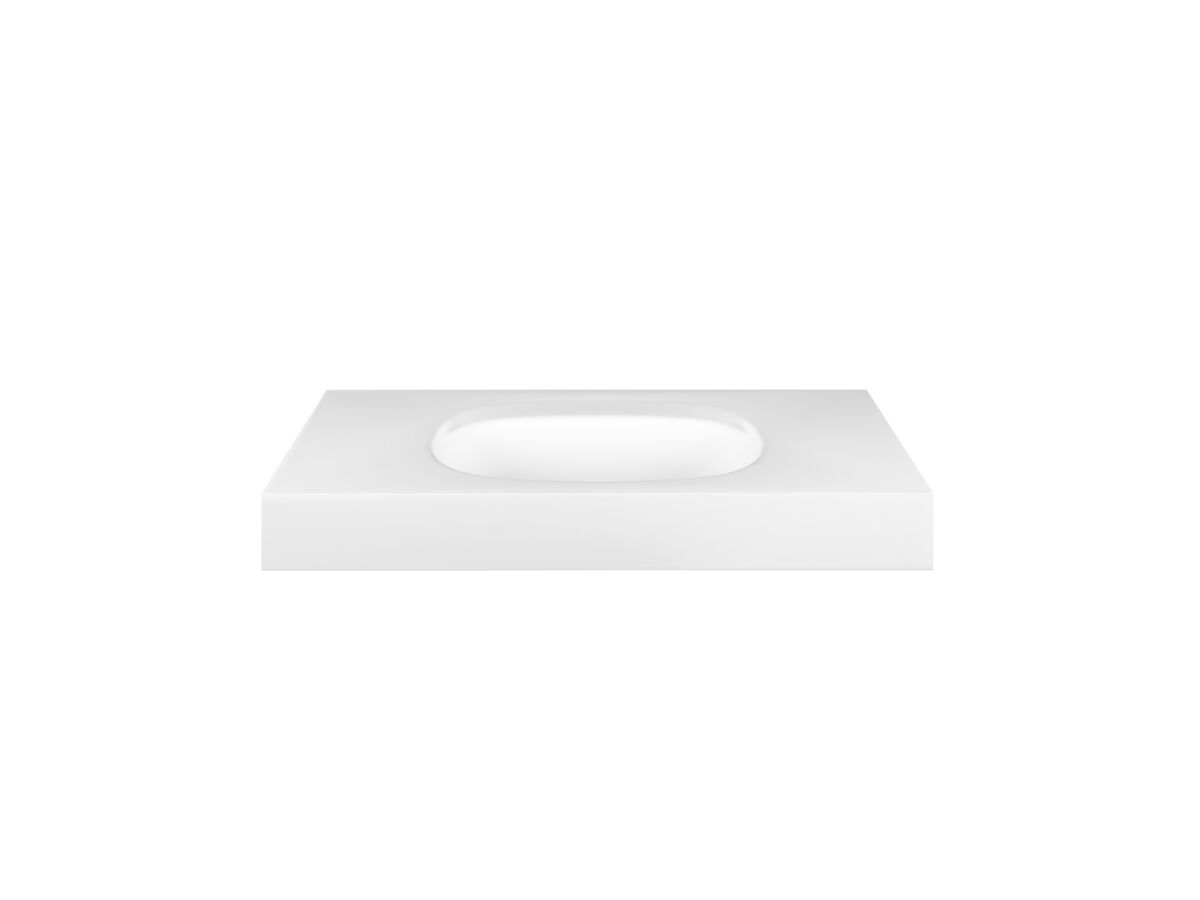 Kado Lussi 700mm Centre Bowl Rear Shelf Wall Basin with Overflow Matte White Solid Surface