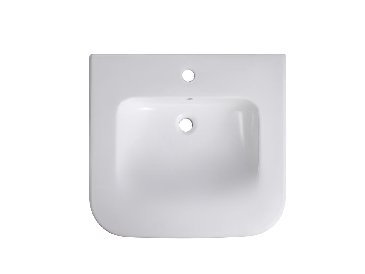 Wolfen Wall Basin Only 600 x 555mm Overflow 1 Taphole White