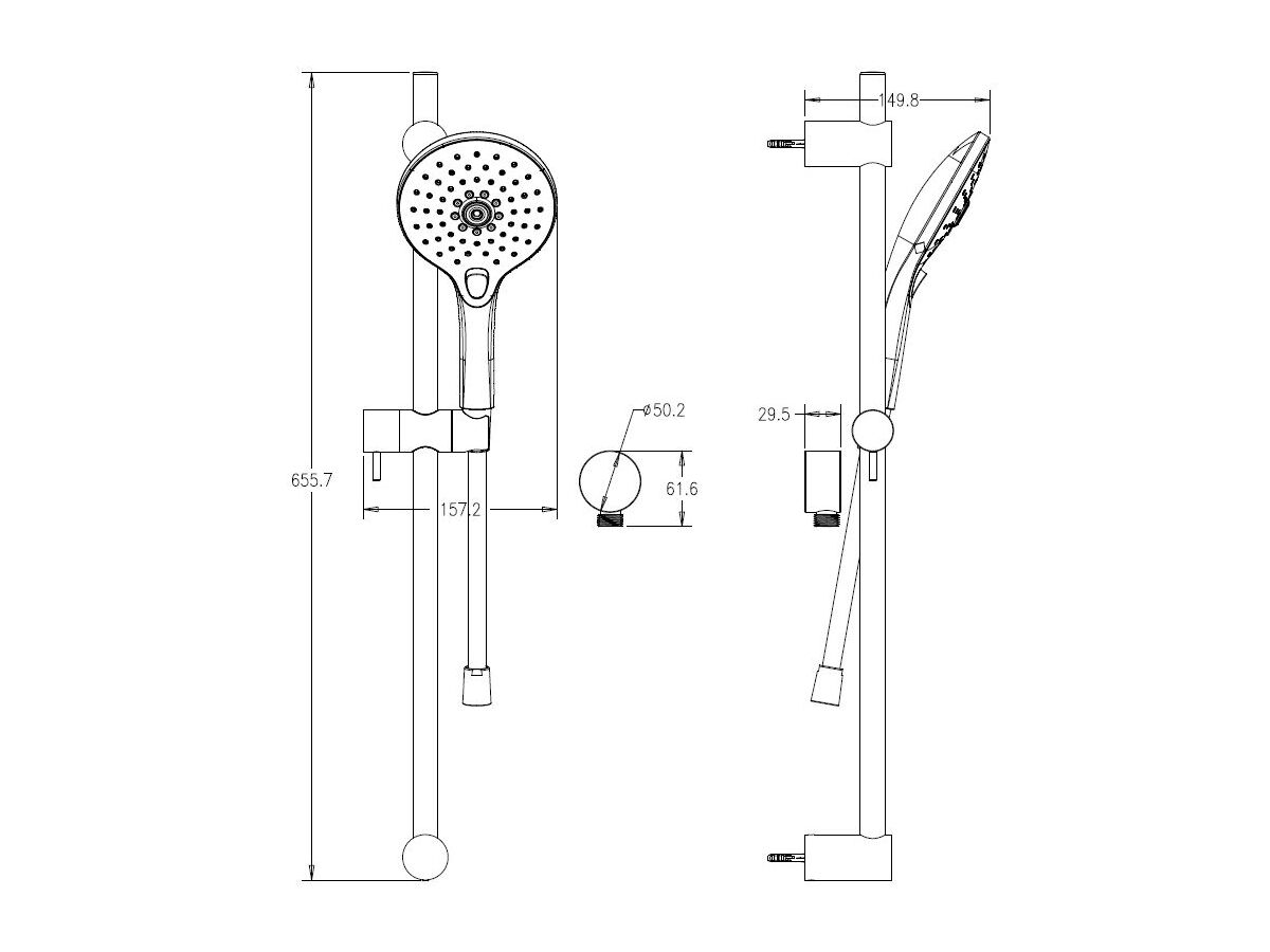 Posh Domaine Brass Rail Shower 3 Functions (4 Star)