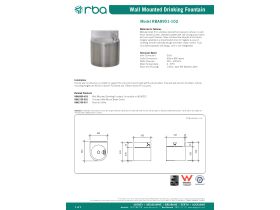 Specification Sheet - RBA Wall Mounted Drinking Fountain Stainless Steel