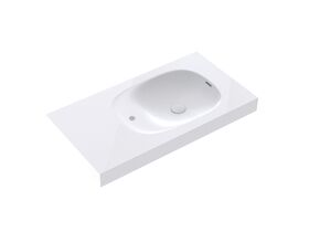 Kado Lussi 900mm Right Hand Wall Basin with Overflow 1 Taphole Matte White Solid Surface
