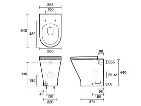 Roca The Gap Round Back to Wall Rimless Overheight Thick Seat (4 Star)