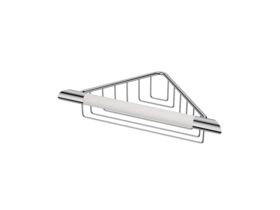 Caroma Opal Corner Shower Support Rail with Basket White / Polished Stainless Steel