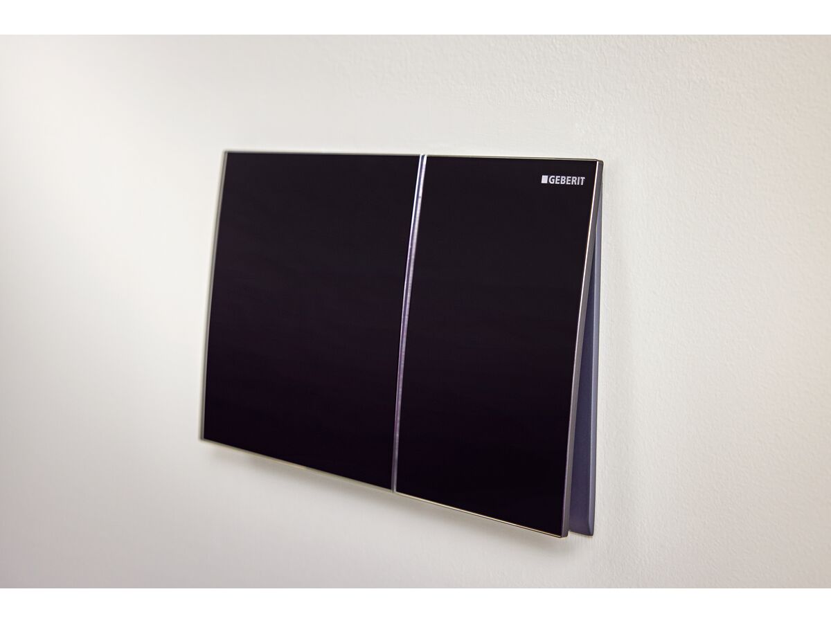 Geberit Sigma70 Dual Flush Button Black Glass from Reece