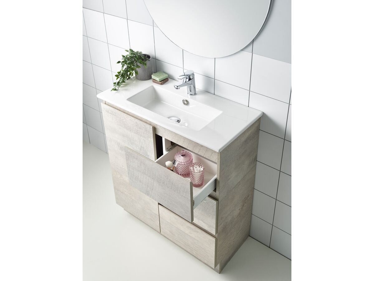 Posh Domaine 900mm Wall Hung Vanity Unit Conventional Centre Basin Acrylic Top from Reece