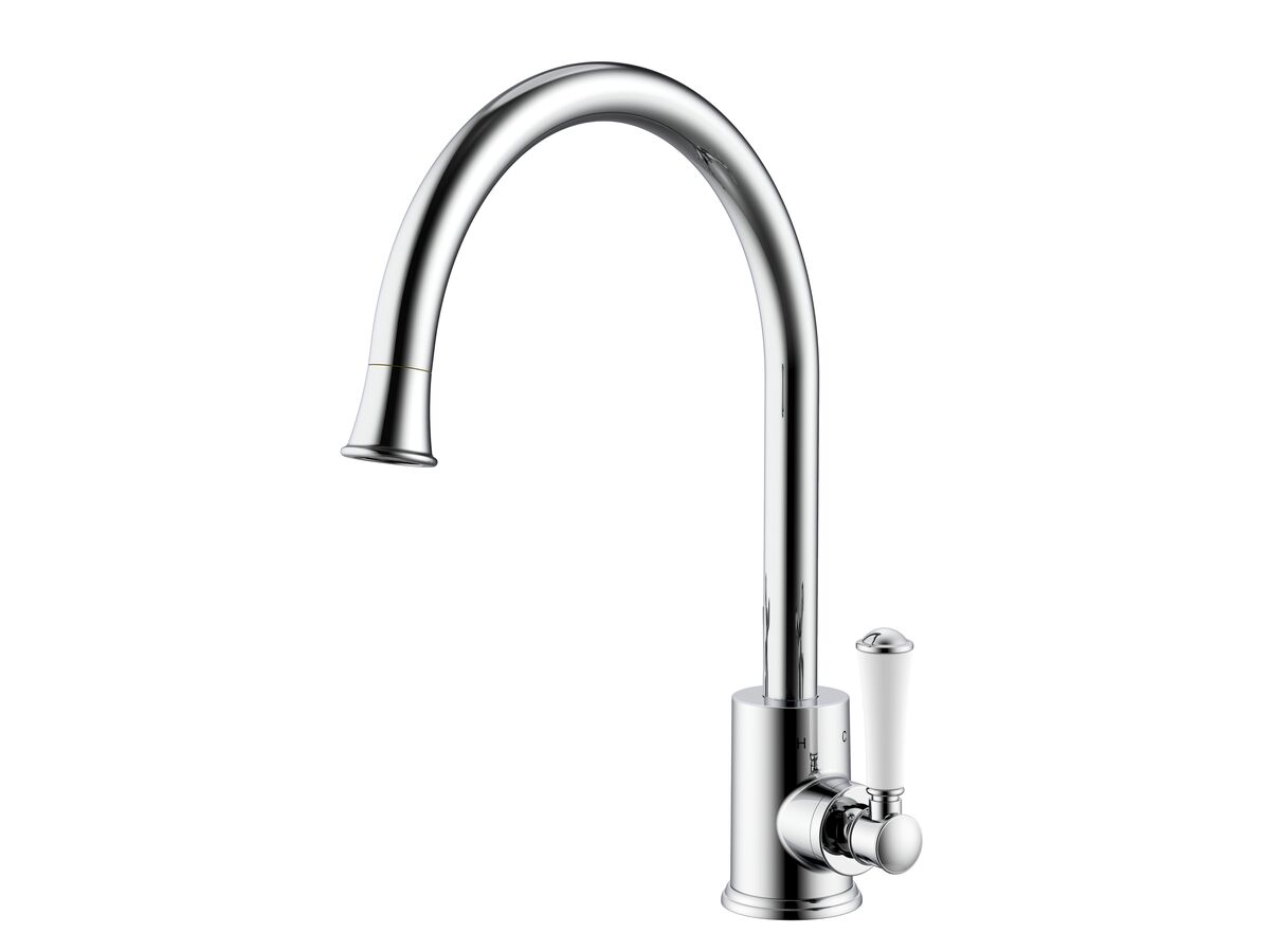 Posh Canterbury Sink Mixer with Porcelain Handle Lever Chrome (4 Star)