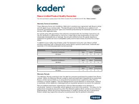 Warranty - Kaden Ducted Air Conditioner KD Series