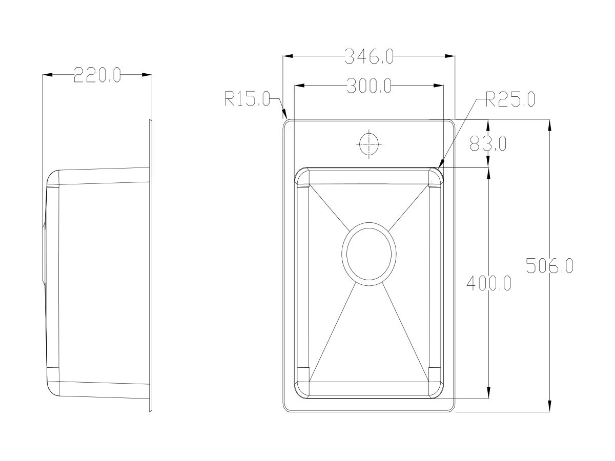 Memo Hugo Compact Sink 1 Taphole Stainless Steel from Reece
