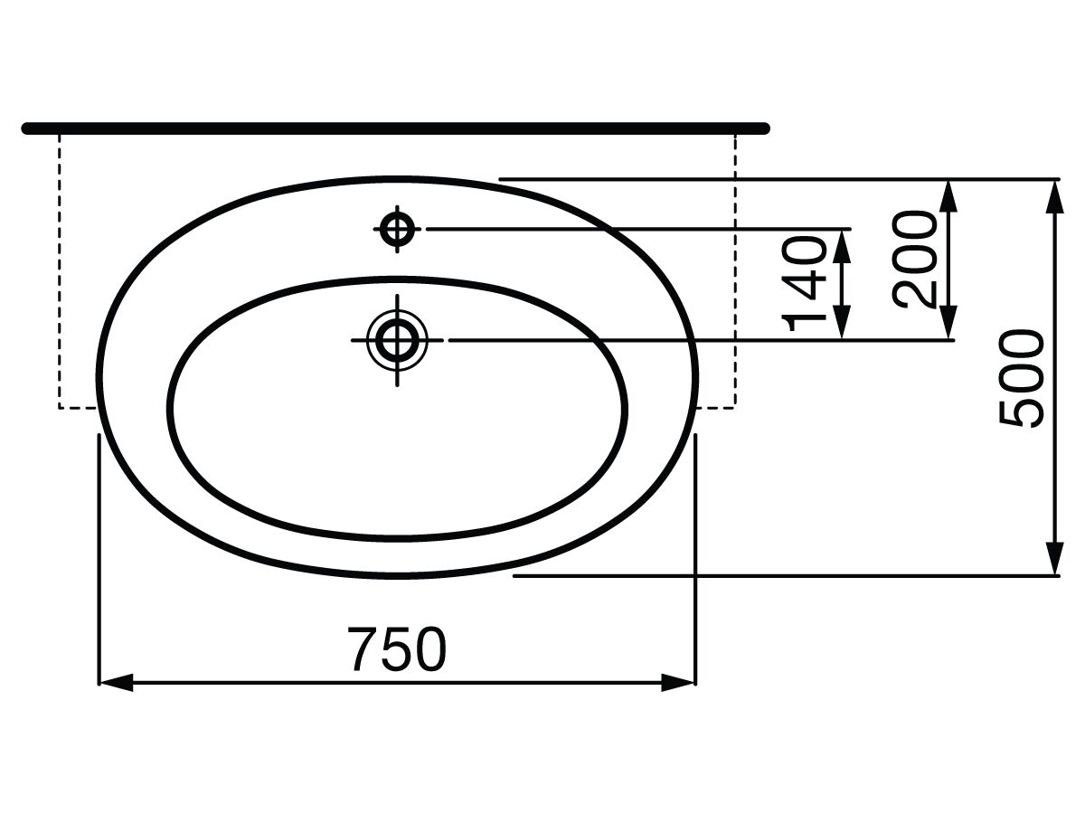 LAUFEN Alessi One Semi Recessed Basin 750mm x 500mm 1 Taphole White