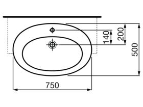 LAUFEN Alessi One Semi Recessed Basin 750mm x 500mm 1 Taphole White